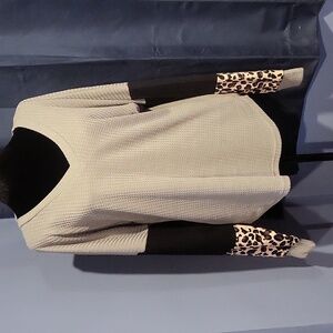 Gray, Black & Animal Print Sleeved Shirt